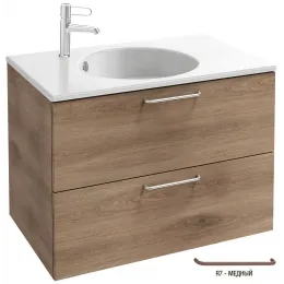 Модуль под раковину Odeon Rive Gauche 80х50,8х56,8 см, 2 ящика, квебекский дуб, ручки - медный EB2522-R7-E10 Jacob Delafon