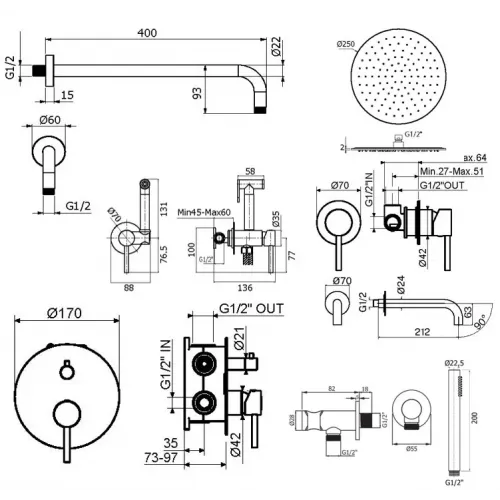 Комплект для душа Plumberia Selection IXO KITZXO18OB210