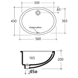 Раковина встраиваемая GALASSIA DENISE 6002