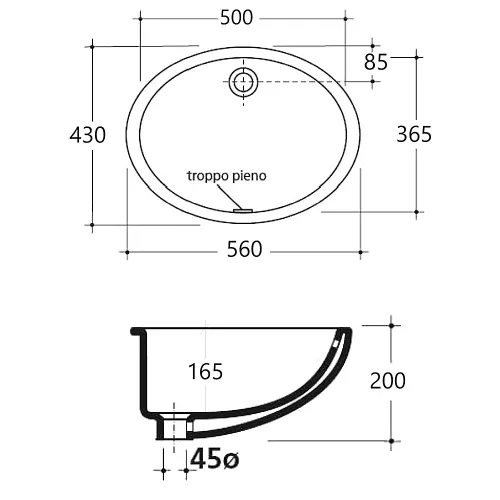 Раковина встраиваемая GALASSIA DENISE 6002