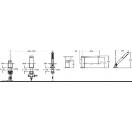 Смеситель на борт ванны Composed мультирежимный ручной душ, на 3 отв. E73078-CP Jacob Delafon