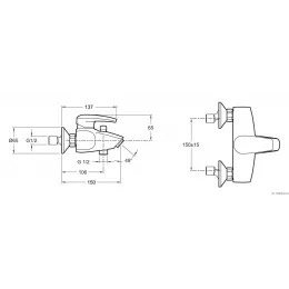 Настенный смеситель Tea с выходом на душ (без лейки), неповоротный излив E71600-CP Jacob Delafon