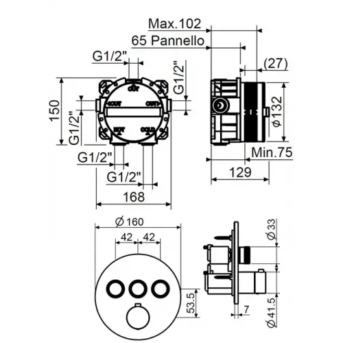 Комплект смесителя для душа с термостатом Plumberia Selection KITPSB1903NO