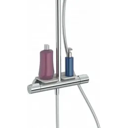 Душевая система без излива Metro с полкой, 3 режима, 30 см, round, термостат, верхний душ, с лейкой E26589-CP Jacob Delafon