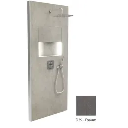 Душевой сет со стеновой панелью Ecrin 100х233,5 см, темный гранит, в угол, квадратная лейка, подсветка, термостат, верхний душ, с лейкой E803001-D39 Jacob Delafon