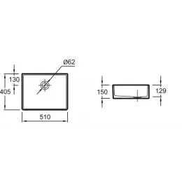 Встраиваемая сверху раковина Delta 51х40,5 см, санфарфор EVH001-00 Jacob Delafon