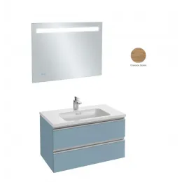 Комплект мебели для ванной Vox 80 см, ореховое дерево, 2 ящика, 1 отверстие для смесителя, с подсветкой, подвесной монтаж EB1160-NF+EB2028-RA-E16+EXAE112-Z-00 Jacob Delafon