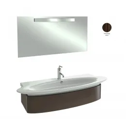 Комплект мебели для ванной Presqu'ile 130 см, палисандр шпон, 1 ящик, 1 отверстие для смесителя, с подсветкой, подвесной монтаж E4435-00+EB1101-V13+EB1110-NF Jacob Delafon