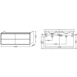 Модуль под раковину Odeon Up 137х48,5х53 см, белый блестящий лак EB997-G1C Jacob Delafon