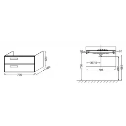 Модуль под раковину Rythmik 79,5х45х42,4 см, светло-коричневый блестящий лак, 2 ящика EB1303-G80 Jacob Delafon