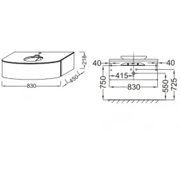 Модуль под раковину Presqu'ile 83х45х21,8 см, белый блестящий, 1 выдвижной ящик EB1106-HU Jacob Delafon