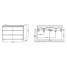 Модуль под раковину Odeon Up 117х48,5х73,8 см, императорский желтый матовый, 6 ящиков EB995-M80 Jacob Delafon