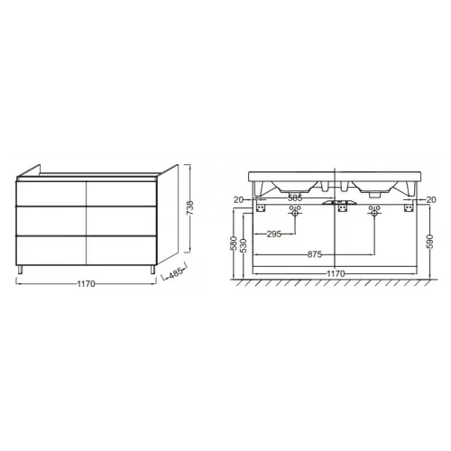 Модуль под раковину Odeon Up 117х48,5х73,8 см, императорский желтый матовый, 6 ящиков EB995-M80 Jacob Delafon
