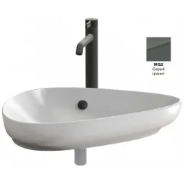 Накладная раковина Nouvelle Vague 56х40х18 см, серая, с керамической заглушкой слива, санфарфор EVI002-MG2 Jacob Delafon