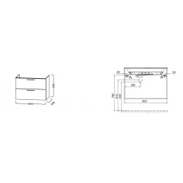 Модуль под раковину Odeon Rive Gauche 80х50,8х56,8 см, белый мрамор, ручки чёрные, 2 ящика EB2522-R9-NR4 Jacob Delafon