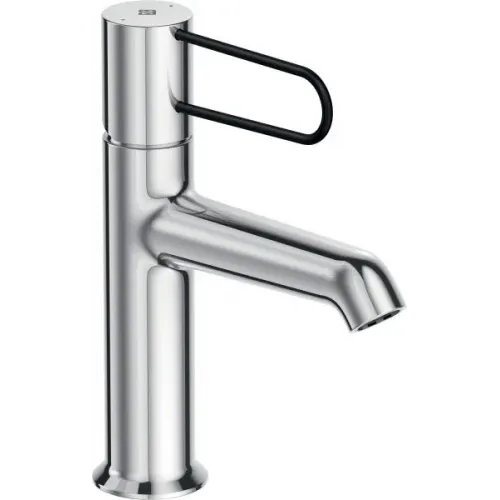 Смеситель для умывальника Odeon Rive Gauche ручка черная, неповоротный излив, с донным клапаном E21028-BL-CP Jacob Delafon