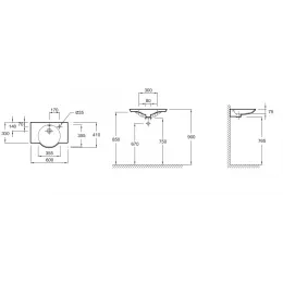 Подвесная раковина Formilia Spherik 60х41х15 см, с 1 отверстием для смесителя с правой стороны, санфарфор E4506-00 Jacob Delafon