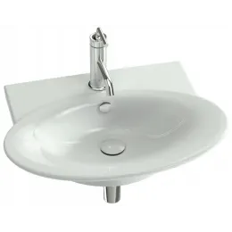 Подвесная раковина Presqu'ile 60х46х10 см, 1 отверстие для смесителя, керамическая заглушка, санфарфор E4438-00 Jacob Delafon