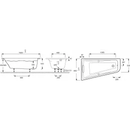 Акриловая ванна Odeon Up 160х90 см, левосторонняя, асимметричная E6065-00 Jacob Delafon