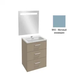 Комплект мебели для ванной Vox 60 см, матовый аквамарин, 3 выдвижных ящика, с функцией анти-пар, с подсветкой, подвесной монтаж EB1411-NF+EXAF112-Z-00+EB3000-R2-M43 Jacob Delafon