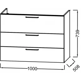 Модуль под раковину Odeon Rive Gauche 100х50,8х73,9 см, 3 ящика, черные ручки, пыльная роза матовый EB2534-R9-M78 Jacob Delafon