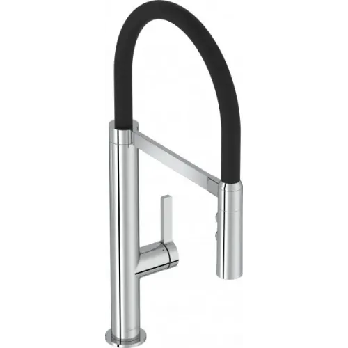 Смеситель для кухни с выдвижной лейкой Raphael черный/хром, поворотный излив E23311-CP Jacob Delafon