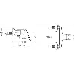 Настенный смеситель без излива Lucien без лейки E20847-CP Jacob Delafon