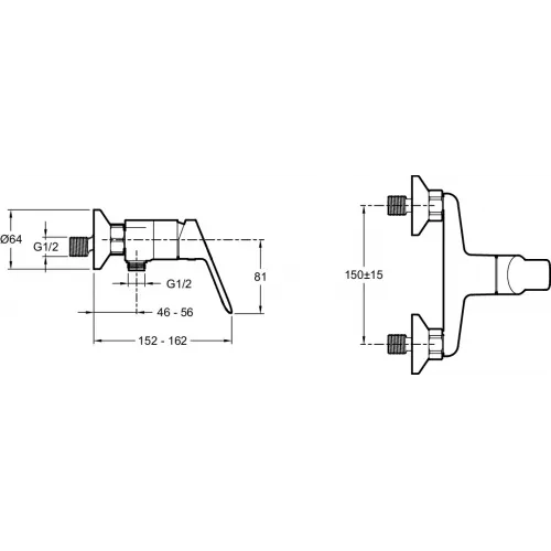 Настенный смеситель без излива Lucien без лейки E20847-CP Jacob Delafon