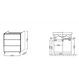 Модуль под раковину Odeon Up 67х48,5х73,8 см, белый блестящий EB992-N18 Jacob Delafon