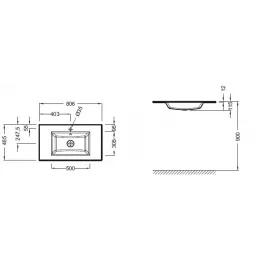 Мебельная раковина Vox 80,6х46,5 см, глянцевый коричневый, с 1 отверстием под смеситель EB2104-DD4 Jacob Delafon