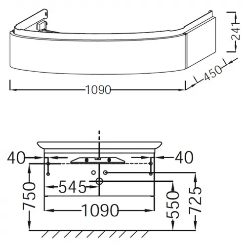 Комплект мебели для ванной Presqu'ile 130 см, белый блестящий, с 1 выдвижным ящиком, 1 отверстие под смеситель, с подсветкой, подвесной монтаж E4435-00+EB1101-G1C+EB1110-NF Jacob Delafon