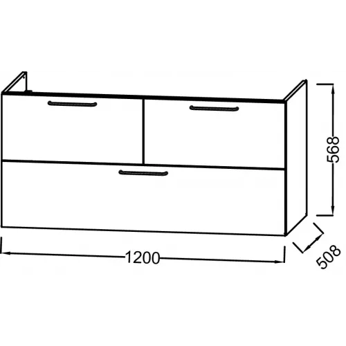 Модуль под раковину Odeon Rive Gauche 120х50,8х56,8 см, 3 ящика, ручки черные, аквамарин матовый EB2545-R9-M43 Jacob Delafon