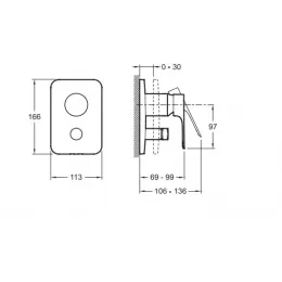 Лицевая часть встраиваемого смесителя Aleo 2 функции E98718-CP Jacob Delafon