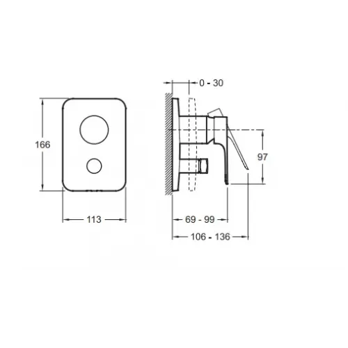 Лицевая часть встраиваемого смесителя Aleo 2 функции E98718-CP Jacob Delafon