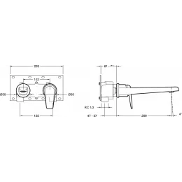 Встраиваемый в стену смеситель для раковины Avid полированный, никель E97358-BN Jacob Delafon
