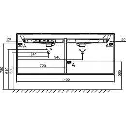 Модуль под раковину Odeon Rive Gauche 140х50,8х56,8 см, 4 ящика, ручки хром, дуб табак EB2526-R5-E52 Jacob Delafon