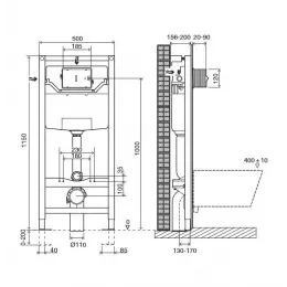 Комплект унитаза с инсталляцией Struktura с белой клавишей, с микролифтом, безободковый, с кнопкой E5504-NF-M32 Jacob Delafon