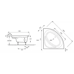 Акриловая ванна Domo 135х135 см, угловая симметричная E60223-00 Jacob Delafon