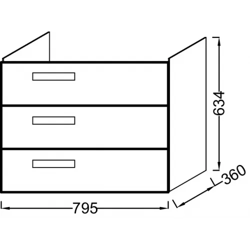 Модуль под раковину Rythmik 79,5х36х63,4 см, 3 ящика, белый сатин EB1308-F30 Jacob Delafon