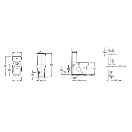 Чаша унитаза-компакта Cleo 1889 безободковый UJAC102-0 Jacob Delafon