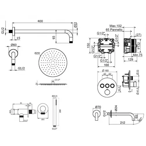 Комплект для душа Plumberia Selection PS BOX KITPSB03NO260