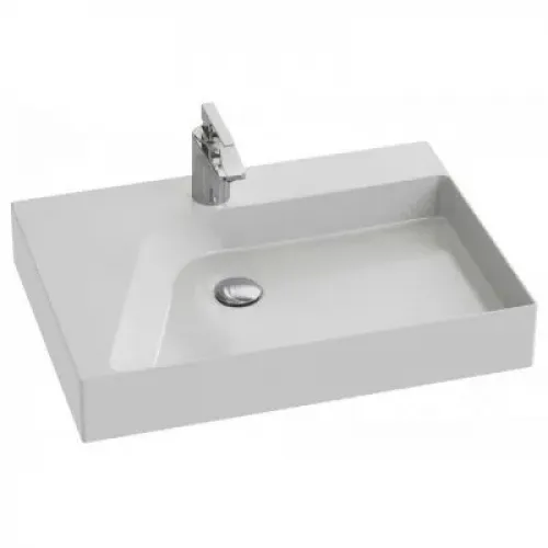 Подвесная раковина Rythmik pure 65х46х7,8 см, правосторонняя, 1 отверстие для смесителя, без переливного отверстия, санфарфор EVO112-00 Jacob Delafon