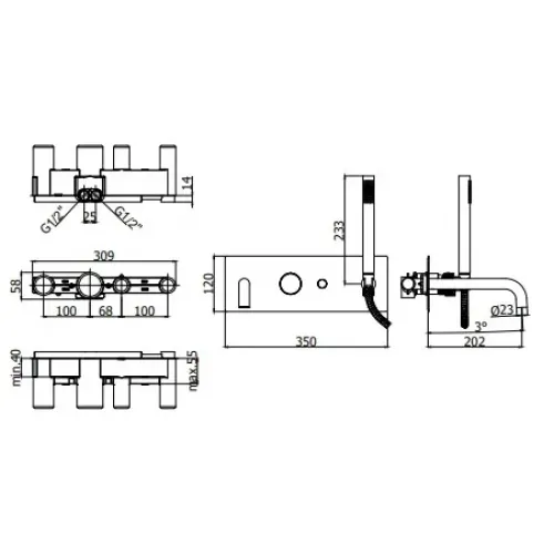 Смеситель для ванны с душем Paffoni Jo JO001NO