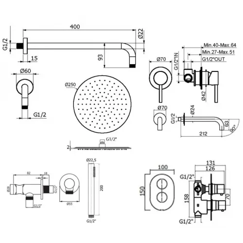 Комплект для душа Plumberia Selection IXO KITZXOT18CR210