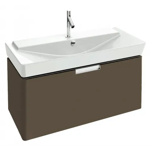 Модуль с раковиной Reve 100 см, светло-коричневый блестящий, 1 ящик, с переливным отверстием, подвесной монтаж E4801-00+EB1132-G80 Jacob Delafon