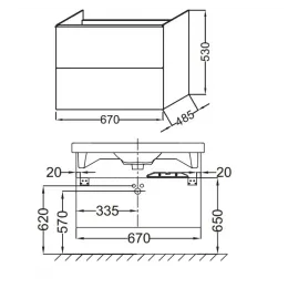 Модуль под раковину Odeon Up 67х48,5х53 см, белый блестящий EB890-N18 Jacob Delafon