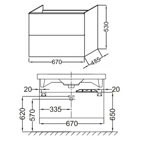 Модуль под раковину Odeon Up 67х48,5х53 см, белый блестящий EB890-N18 Jacob Delafon