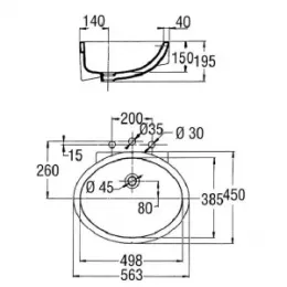 Встраиваемая снизу раковина Ovaledessus 49,8х38,5 см, без крепежных элементов, санфарфор EN262-00 Jacob Delafon