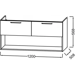 Модуль под раковину Odeon Rive Gauche 120х50,8х56,8 см, 2 ящика, 1 ниша, ручки черные, дуб табак EB2555-R9-E52 Jacob Delafon