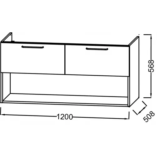 Модуль под раковину Odeon Rive Gauche 120х50,8х56,8 см, 2 ящика, 1 ниша, ручки черные, дуб табак EB2555-R9-E52 Jacob Delafon